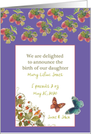 Custom Baby Girl Announcement Summer Strawberry card