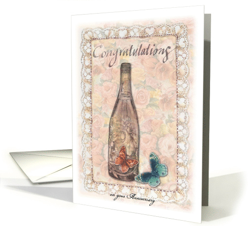  Niece  Anniversary  Congratulations Champagne and Roses card  