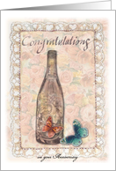 Niece Anniversary Congratulations Champagne and Roses card