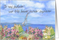 French Greetings Sunny Garden and Sailboat card