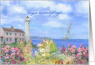 Wedding Congrats Custom Seaside Garden Lighthouse card
