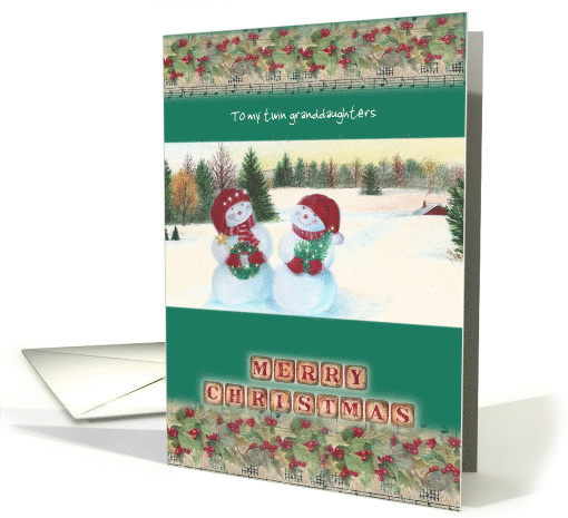 Twin Granddaughters Custom Jolly Snowmen card (1391654)