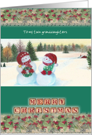 Twin Granddaughters Custom Jolly Snowmen card