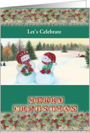 Custom Jolly Snowmen Holiday Party Invitation card