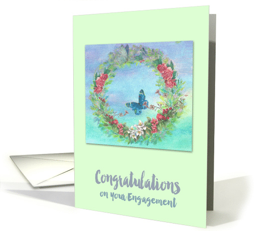 Same Sex Engagement Illustrated Wreath card (1404340)