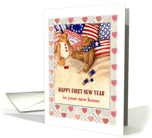 First New Year in New Home Patriotic Bears Custom Front card (1416250)