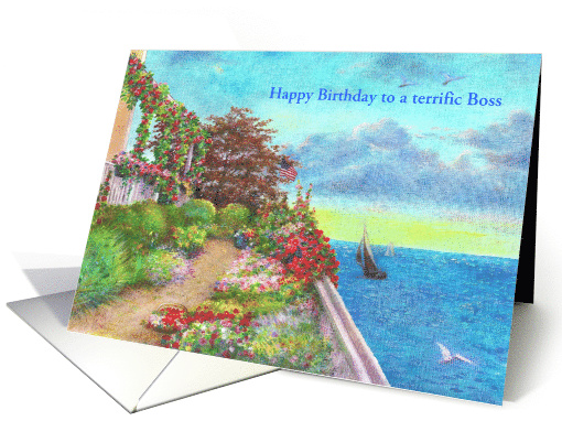for Boss 60th Birthday Coastal Art card (1454316)