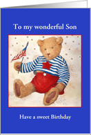 for Son Patriotic Bear Birthday on 4th July card