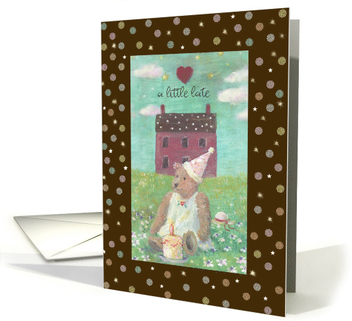 Belated Birthday Cuddly Bear with Heart card (1470914)