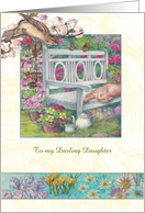 for Daughter Mother’s Day Cat in Garden card