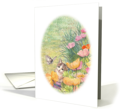 Any Occasion Illustrated Cat in Garden card (1476222)