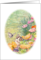 Any Occasion Illustrated Cat in Garden card