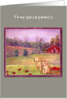 Happy Anniversary from Pup & Kitten Red Barn card