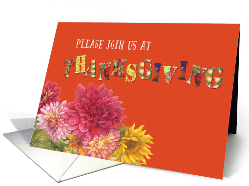 Thanksgiving Invite with Fun Fonts & Dahlia card (1549952)