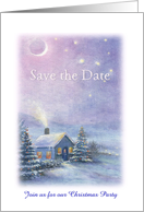 Save the Date Twinkling Christmas Cottage Party Invite card