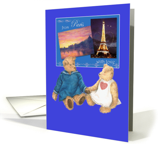 from Paris with Love,pair of cuddly teddy bears card (967273)