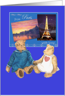 from Paris with Love,pair of cuddly teddy bears card