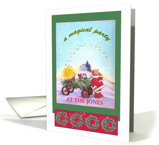 Winter Party Custom Text Invitation, Illustrated Teddy Bear card