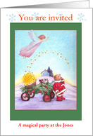 Winter Party Personalize Invitation,Magical Fairy & Teddy Bear card