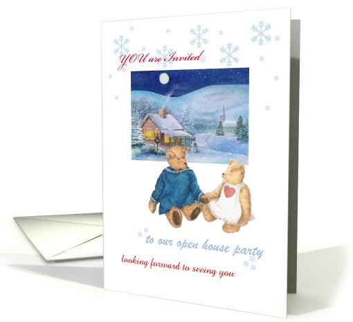 Winter open house custom text invitation, teddy bear &... (972367)