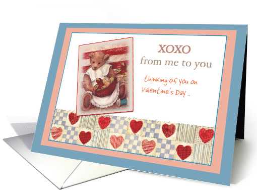 XOXO Custom Text Valentine, Hearts & Bears card (977643)