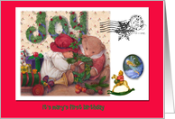 Teddy Bears Making Wreath, Custom Winter Party Invite card