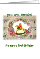 Teddy Bears on Rocking Horse, Custom Winter Party Invite card