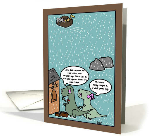 Noah's Ark - Dinosaurs Late for Departure Belated Birthday card