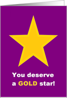 Congratulations - You deserve a GOLD star! (Purple) card