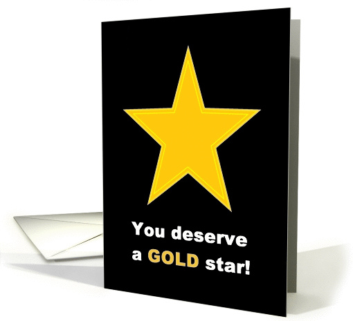 Congratulations - You deserve a GOLD star! (Black background) card