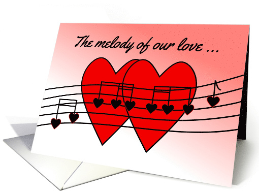 Romantic Love Hearts and Music Song Notes card (1354406)