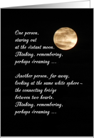 Thinking Remembering Dreaming Moon Poem. Blank Inside card