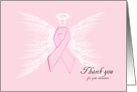 Thank You for Your Donation - Pink Cancer Ribbon Angel card
