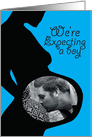 Photo Card Custom We’re Expecting A Boy Announcement blue card