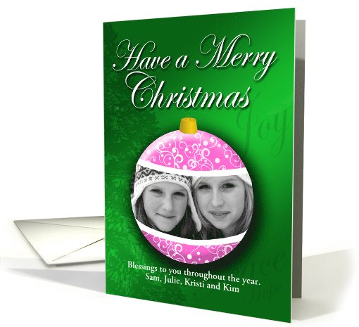 Photo Card Ornament Pink and Swirls card (1095404)