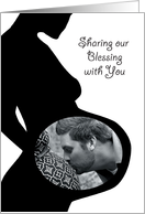 Photo Card Sharing our Blessing Expecting Announcement black & white card