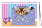 cat in bag, blank note card
