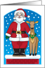 santa and reindeer, Merry Christmas card