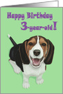 Happy Birthday 3-year-old!--Adorable Smiling Beagle Puppy Card