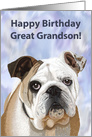 English Bulldog Puppy Birthday Card for Great-Grandson card