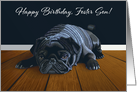 Black Pug Waiting for Playtime--Foster Son Birthday card