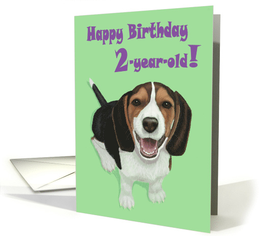 Happy Birthday 2-year-old!--Adorable Smiling Beagle Puppy card