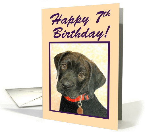 Happy 7th Birthday Special Girl!--Black Labrador Puppy card (1313614)