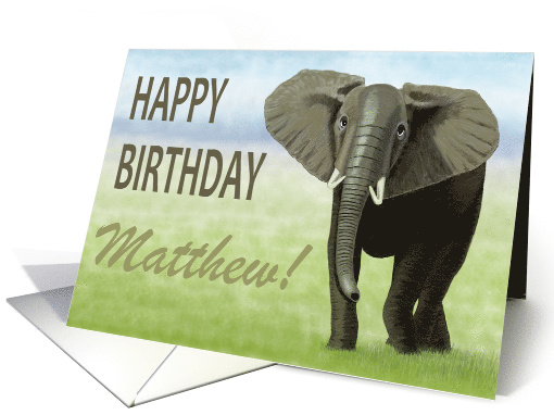 Curious Elephant--Happy Birthday Custom Name card (1405850)