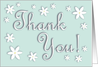 Aqua Floral Thank You Card