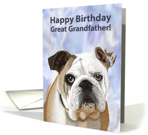 English Bulldog Puppy Birthday Card for Great-Grandfather card