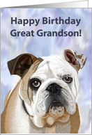 English Bulldog Puppy Birthday Card for Great-Grandson card