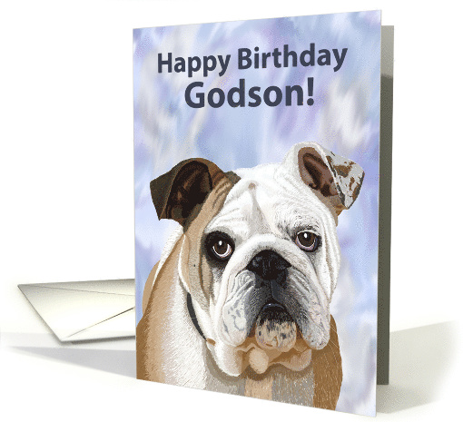 English Bulldog Puppy Birthday Card for Godson card (1513686)