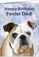 English Bulldog Puppy Birthday Card for Foster Dad card