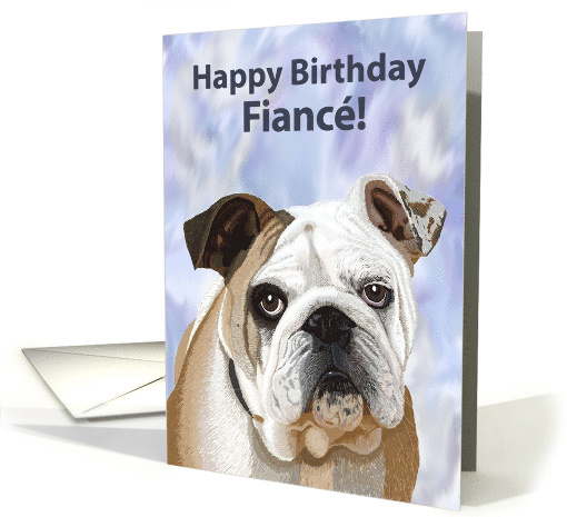 English Bulldog Puppy Birthday Card for Fiance card (1513910)